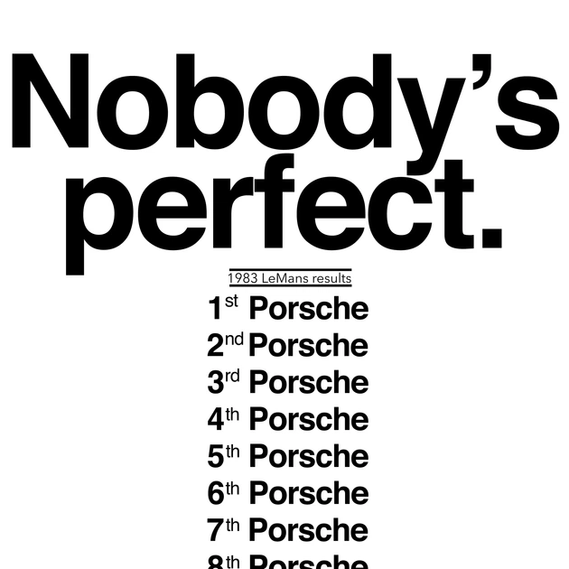 Интерьерная картина Никто не идеален, Порше, Nobody's Perfect, Porsche Poster, 1983 LeMans, 106×75 см (id6719) - изображение 4