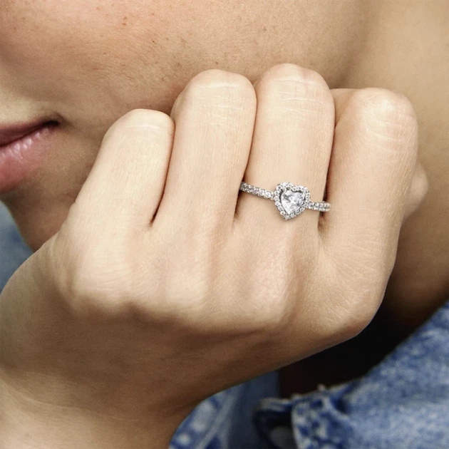 Серебряное кольцо Pandora «Искренние чувства» Серебряное кольцо Пандора Сердце Паве 198421C01 16 мм - изображение 5