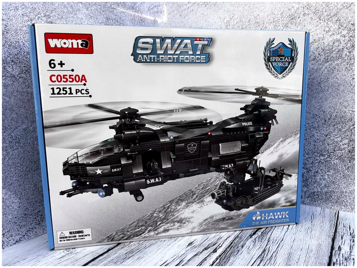 Конструктор SWAT Anti-Riot Force 1251 деталей вертоліт і човен для дітей від 6 років для тактичних ігор і моделювання - зображення 6