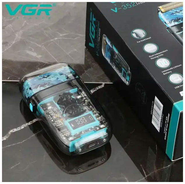 Электробритва VGR Professional Foil Shaver для профессионалов и домашних пользователей с титановой сеткой и аккумулятором - Фото 2 Электробритва VGR Professional Foil Shaver для профессионалов и домашних пользователей с титановой сеткой и аккумулятором - изображение 2