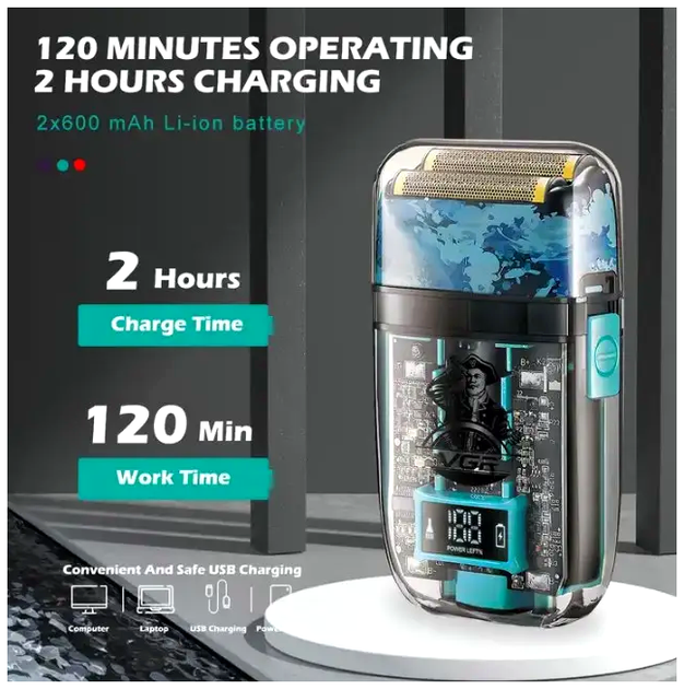 Электробритва VGR Professional Foil Shaver для профессионалов и домашних пользователей с титановой сеткой и аккумулятором - Фото 5 Электробритва VGR Professional Foil Shaver для профессионалов и домашних пользователей с титановой сеткой и аккумулятором - изображение 5
