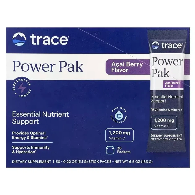 Електроліти зі смаком ягоди асаї Electrolyte Stamina Power Pak Trace Minerals Research, 30 пакетів по 5,2 г - Фото 1 Електроліти зі смаком ягоди асаї Electrolyte Stamina Power Pak Trace Minerals Research, 30 пакетів по 5,2 г - зображення 1