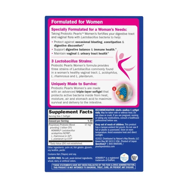 Пробіотик для жінок Probiotic Pearls Women's Nature's Way, 30 м'яких капсул - зображення 2