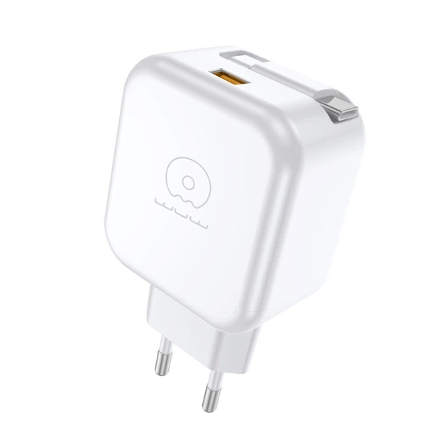 Мережевий зарядний пристрій WUW-C268 12W fast charger USB A +retractable 70cm type c Cable - зображення 3