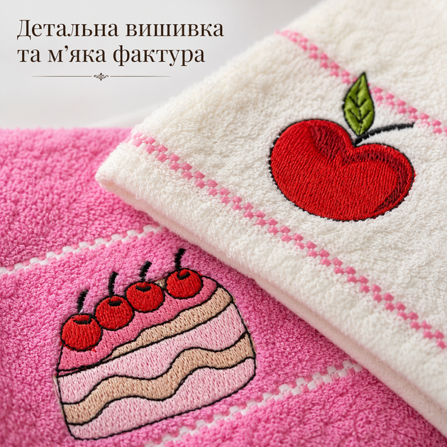 Набір кухонних рушників 2 шт 40x60 см Вишневий торт LoveYouHome - изображение 3