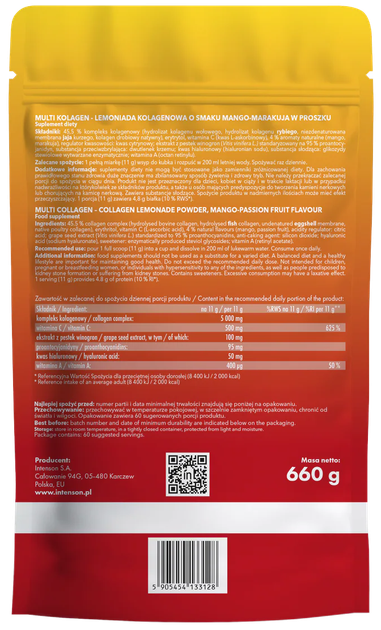 Kolagen Intenson Multi Kolagen Lemoniada Mango-Marakuja proszek 660 g (5905454133128) - obraz 2