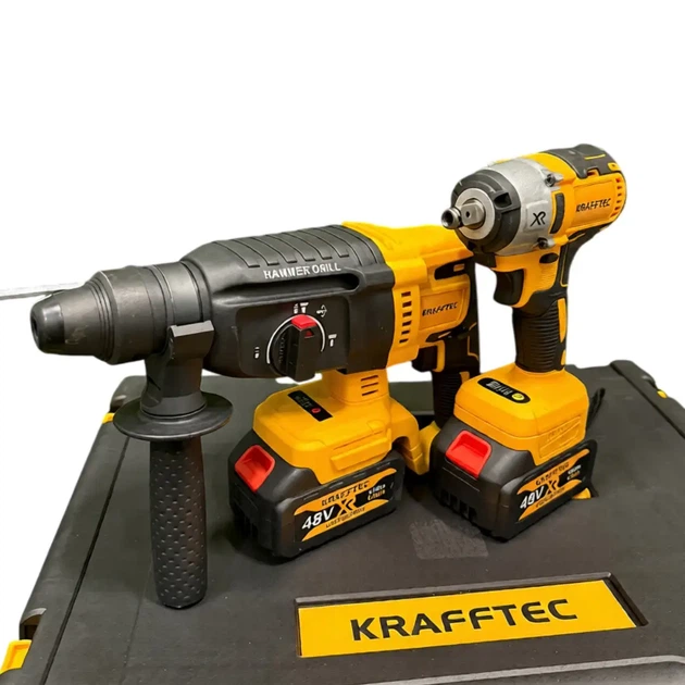 Набор аккумуляторного инструмента 6в1 Krafftec 48V (шуруповерт, веткорез/пила, перфоратор, болгарка, гайковерт, циркулярная пила) 4×6Ah АКБ - изображение 6