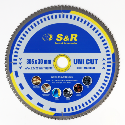Диск пильний універсальний S&R UniCut Meister FWF 305х30х3,2 мм (245100305) - Фото 1 Диск пильний універсальний S&R UniCut Meister FWF 305х30х3,2 мм (245100305) - зображення 1