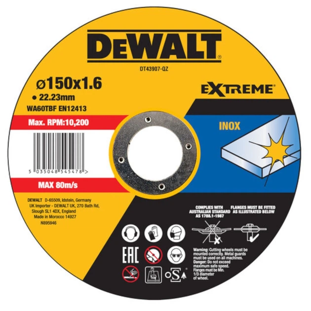 Tarcza tnąca DeWalt Extreme do metalu 150x1.6x22.23 mm (DT43907-QZ) - Zdjęcie 1 Tarcza tnąca DeWalt Extreme do metalu 150x1.6x22.23 mm (DT43907-QZ) - obraz 1