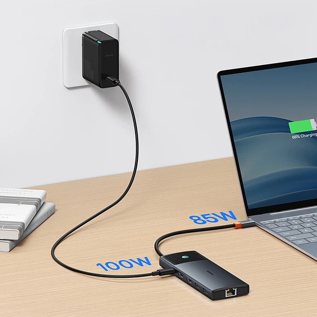 USB-хаб Baseus Metal Gleam II USB-C 10в1 HDMI / USB-A / USB-C / RJ45 / SD/TF (6932172689667) - зображення 11
