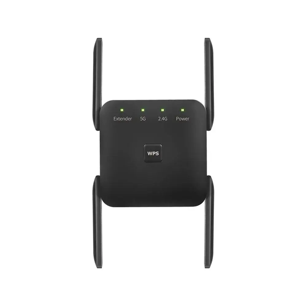 Усилитель Wi-Fi сигнала 5 /2.4 ГГц, WiFi Репитер, повторител вайфая 1200 Мбит/с, мощный ретранслятор для дома, площадь покрытия 300 м², Repeater 4 антенны, Black - изображение 5