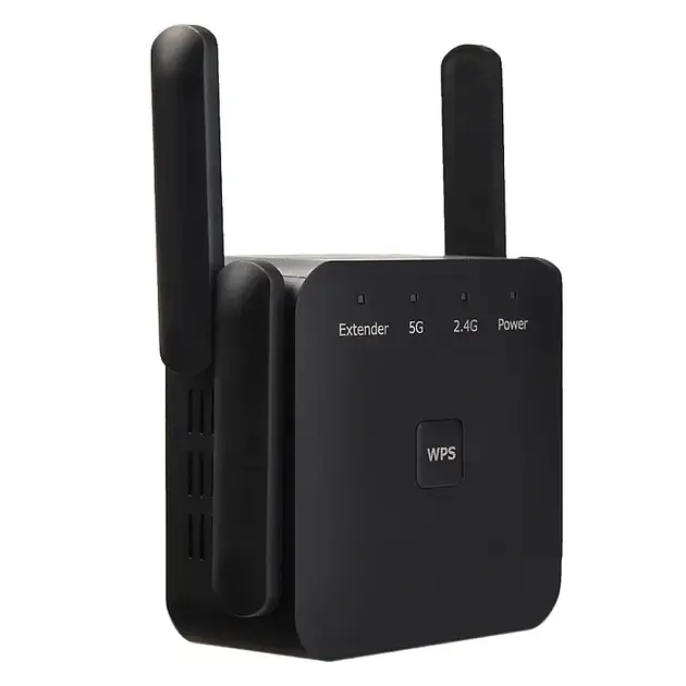 Усилитель Wi-Fi сигнала 5 /2.4 ГГц, WiFi Репитер, повторител вайфая 1200 Мбит/с, мощный ретранслятор для дома, площадь покрытия 300 м², Repeater 4 антенны, Black - изображение 6