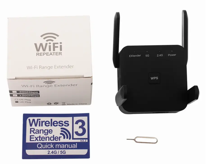 Усилитель Wi-Fi сигнала 5 /2.4 ГГц, WiFi Репитер, повторител вайфая 1200 Мбит/с, мощный ретранслятор для дома, площадь покрытия 300 м², Repeater 4 антенны, Black - изображение 11