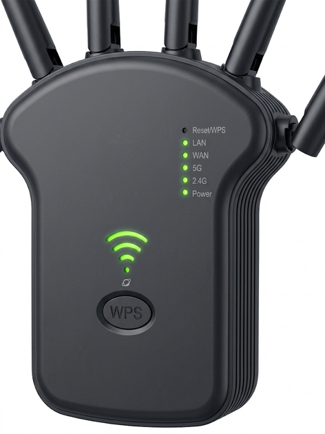 Бездротовий дводіапазонний Wi-Fi ретранслятор 3В1 2.4/5 ГГц, підсилювач сигналу вай фай 1200 Мбіт/с, повторювач для роутера, зона покриття до 300м², репітер з 6 антенами - зображення 9