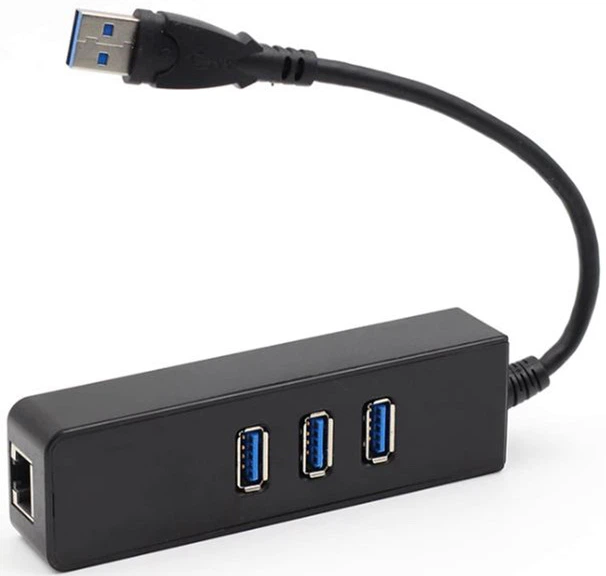 Мережевий адаптер Dynamode USB LAN RJ45 чорний концентратор з USB хабом на 3 порти (884034м) - зображення 3