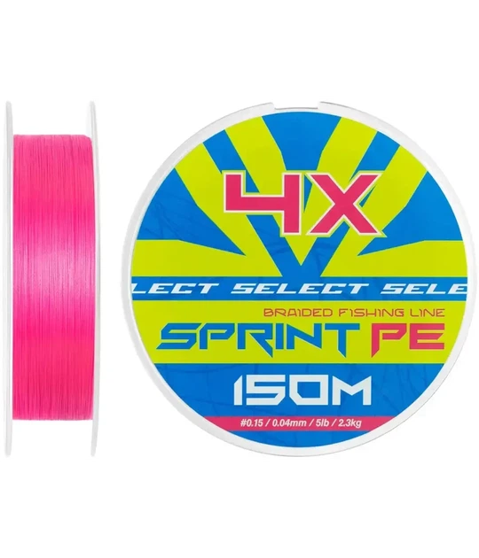 Шнур Select Sprint PE 4X Pink 150m №0.15/0.04mm 5lb/2.3kg - Фото 1 Шнур Select Sprint PE 4X Pink 150m №0.15/0.04mm 5lb/2.3kg - зображення 1
