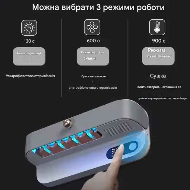 Держатель для зубных щёток с УФ-стерилизатором настенный на 4 щётки USB аккумулятор 3000 мАч - изображение 5
