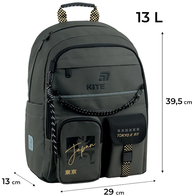Набір Kite Tokyo Vibe рюкзак + пенал + сумка для взуття Хакі (SET_K26-584M-4) - зображення 4
