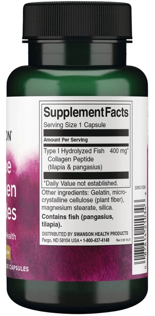 Suplement diety Swanson Hydrolyzed Fish Collagen Type I 400 60 kapsułek (87614210346) - obraz 2