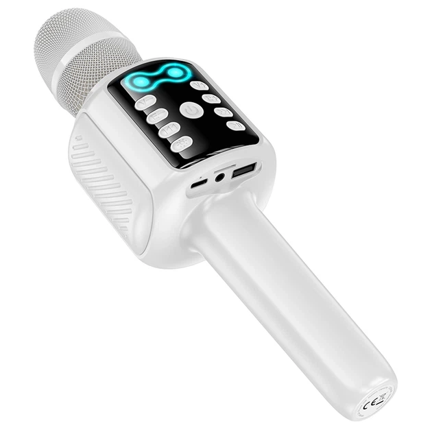 Портативная колонка микрофона Hoco L24 Shine Karaoke Microphone 5W White - Фото 3 Портативная колонка микрофона Hoco L24 Shine Karaoke Microphone 5W White - изображение 3