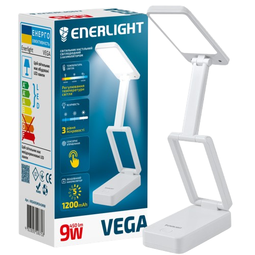 Світильник настільний світлодіодний з акумулятором ENERLIGHT VEGA 9Вт 3000-6000K Біла - изображение 7