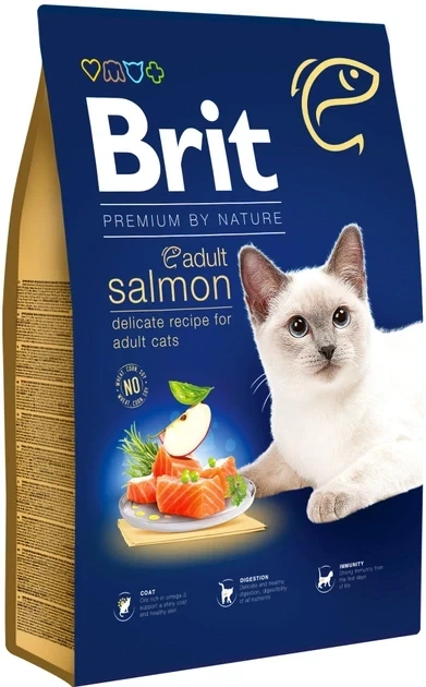 Сухий корм для котів Brit Premium by Nature Cat Adult Salmon з лососем 8 кг - Фото 1 Сухий корм для котів Brit Premium by Nature Cat Adult Salmon з лососем 8 кг - зображення 1