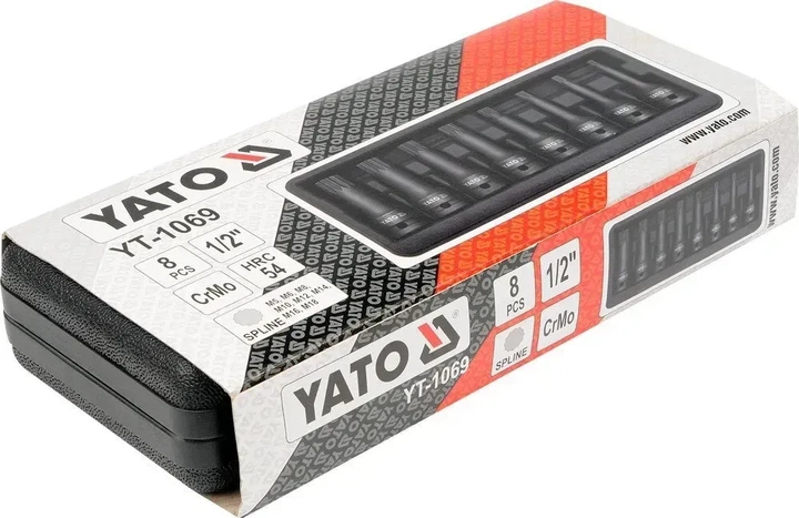 Набір ударних біт YATO SPLINE M5-M18 1/2 8 шт YT-1069 - изображение 2