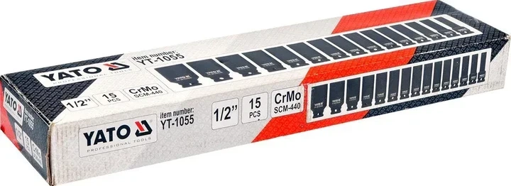 Ударные торцевые головки для гайковерта 1/2" YATO 10-32мм YT-1055 - Фото 5 Ударные торцевые головки для гайковерта 1/2" YATO 10-32мм YT-1055 - изображение 5
