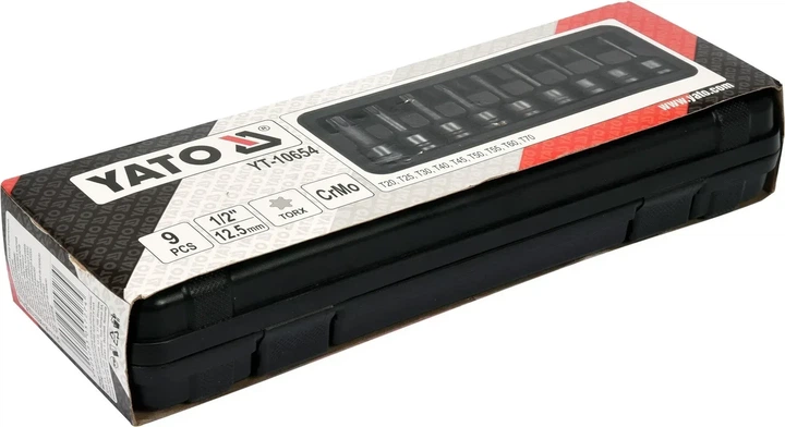 Набір ударних біт YATO TORX T20-T70 1/2 Cr-Mo 9 шт YT-10654 - Фото 4 Набір ударних біт YATO TORX T20-T70 1/2 Cr-Mo 9 шт YT-10654 - изображение 4