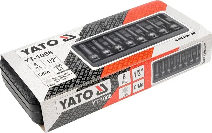 Набір ударних біт YATO RIBE M5-M13 1/2 8 шт YT-1068 - Фото 2 Набір ударних біт YATO RIBE M5-M13 1/2 8 шт YT-1068 - изображение 2