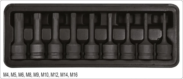 Набір ударних біт YATO SPLINE M4-M16 1/2 Cr-Mo 9 шт YT-10691 - изображение 5