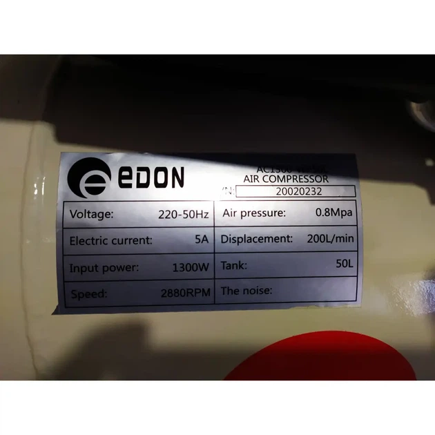 Воздушный компрессор Edon AC1300-50L 200 л/мин с ресивером 50 литров (1018173) - изображение 4
