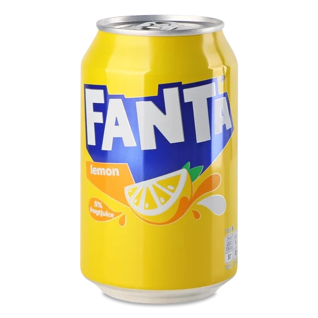 Напій газований Fanta зі смаком лимону 330мл - Фото 1 Напій газований Fanta зі смаком лимону 330мл - зображення 1