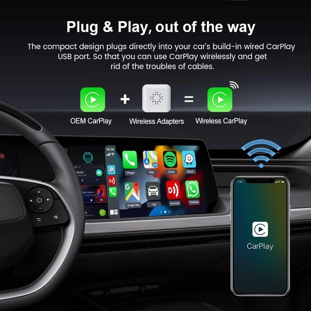 Безпровідний адаптер CarlinKit 3.0 mini / CarPlay / Bluetooth / WiFi / white - зображення 2