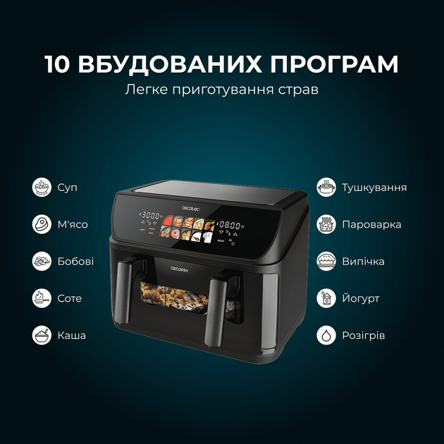 Мультипечь (аэрогриль-фритюрница) CECOTEC Cecofry&Grill Duoheat 10000 - изображение 5