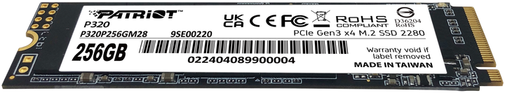 Dysk SSD Patriot P320 256GB M.2 2280 PCIe Gen 3.0 x4 NVMe TLC (P320P256GM28) - obraz 2