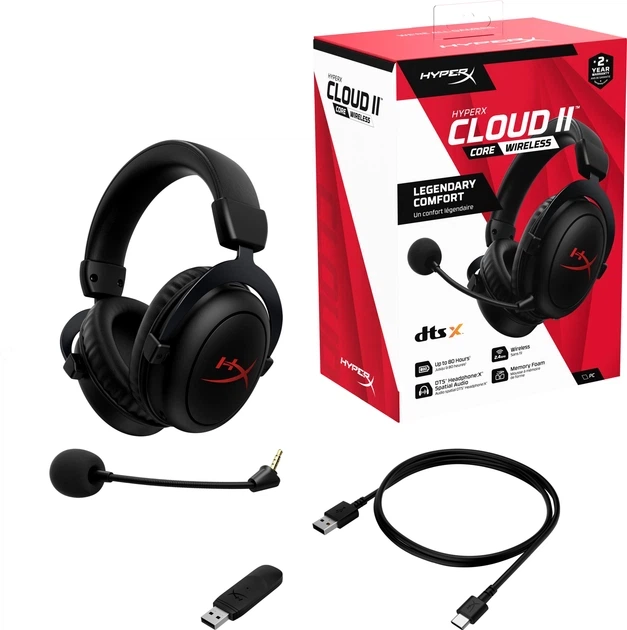 Бездротові Ігрові Навушники HyperX Cloud 2 Core Wireless Black – Ігрова гарнітура з об'ємним 7.1 звуком і кришталевою чіткістю - зображення 7