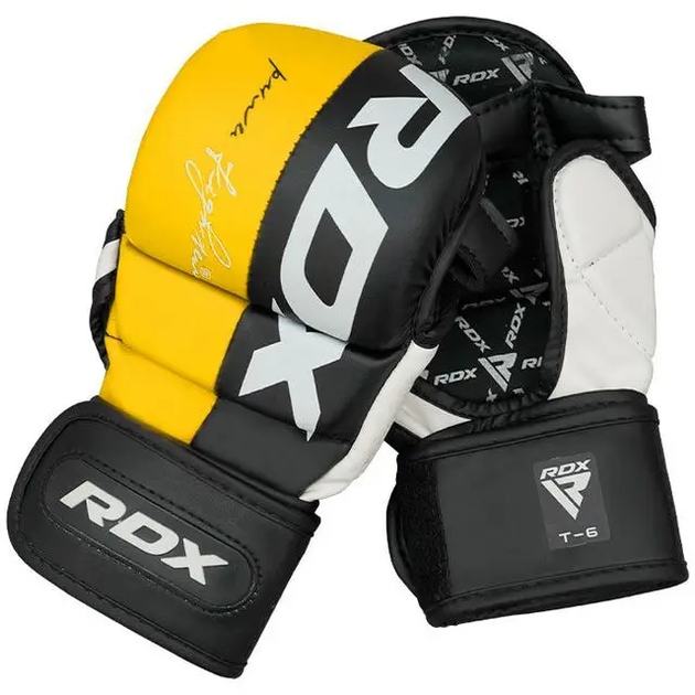 Рукавички греплінгові для ММА RDX T6 Plus Rex розмір XL, чорно-жовті - изображение 3