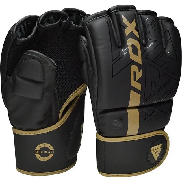 Рукавички для ММА RDX F6 KARA Matte Golden розмір XL, чорно-золотисті - изображение 2