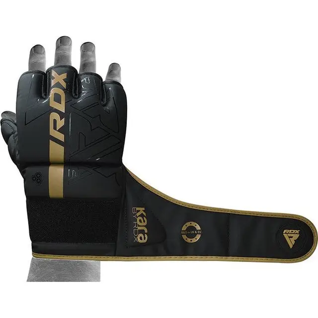 Рукавички для ММА RDX F6 KARA Matte Golden розмір XL, чорно-золотисті - изображение 4