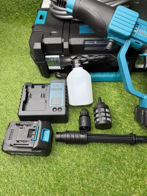 Аккумуляторная мойка высокого давления Krafftec 48V 8Ah 45 Бар портативная для авто, сада и двора - изображение 4