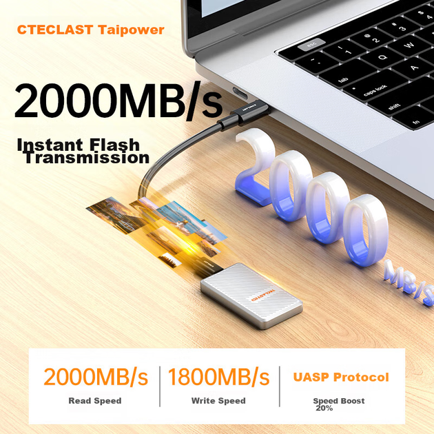 SSD диск Teclast PD20 1TB USB 3.2 Gen 2x2 Type-C (TP1TBPD20) External Grey - зображення 6
