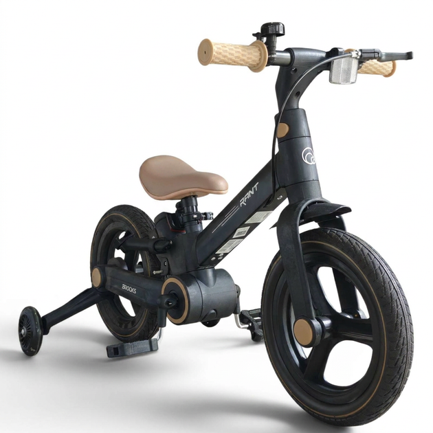 Велосипед беговел детский складной с родительской ручкой SP-Sport 1200 Black-Beige - изображение 4