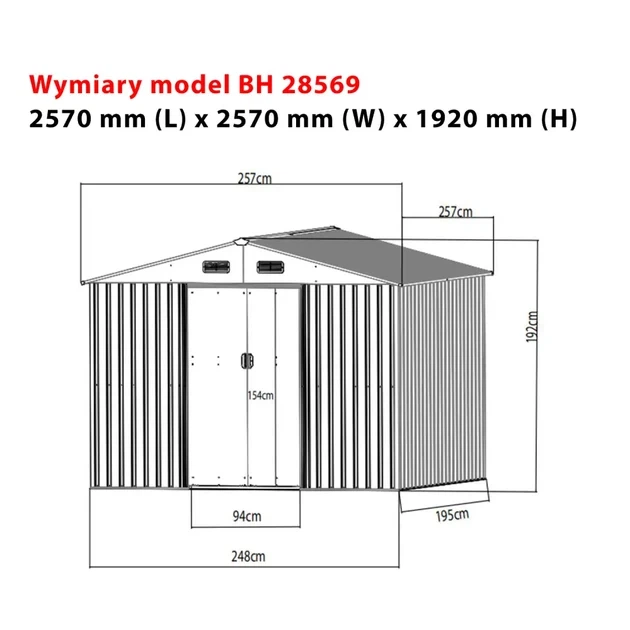 Сарай садовий Bass Polska BH 28565 зелений 2х2,6х1,9 м - зображення 4