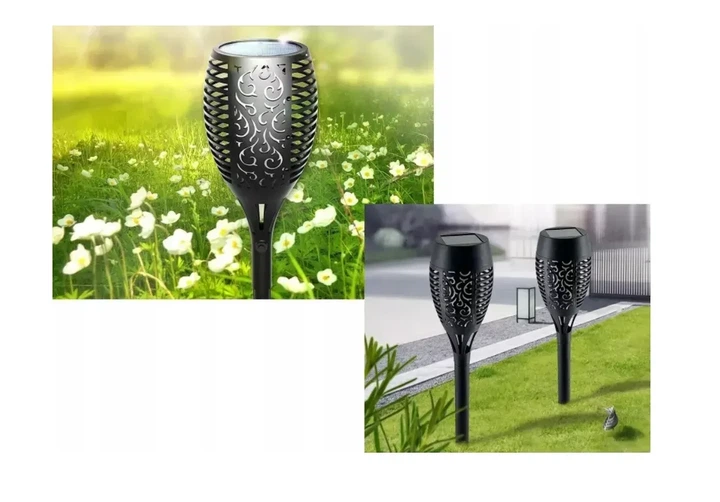 Солнечный садовый фонарь факел 50 см эффект живого огня 36 LED IP44 черный Теплый Garden Line SOL6846 - изображение 8