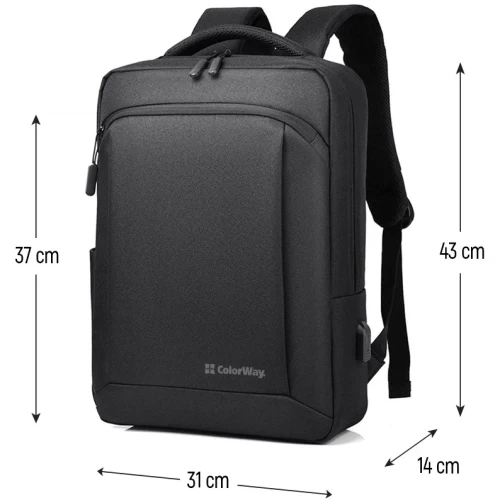 Рюкзак для ноутбука 17.3' ColorWay Practical, Black (CW-BPP173-BK) - изображение 2