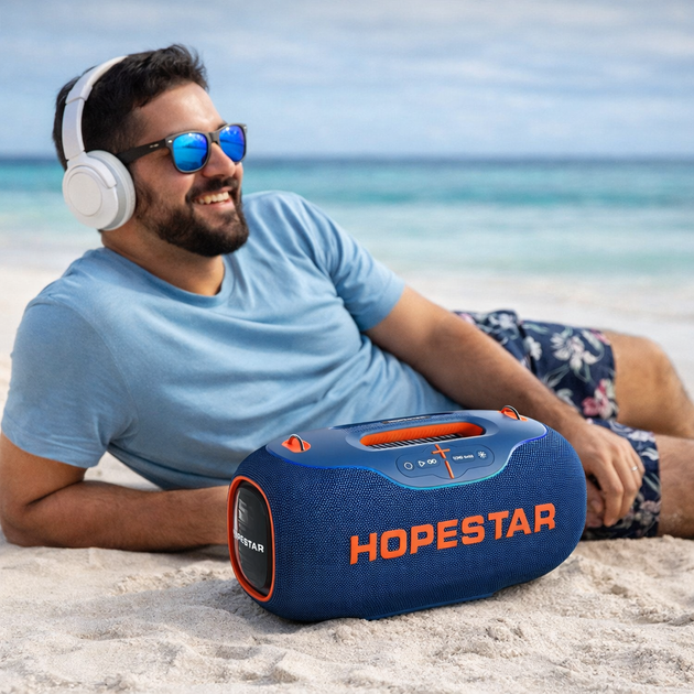 Портативная колонка HOPESTAR A80, 350W, TWS, USB, AUX, TF, BT5.3, IPX6, 30000mAh, 24h, Blue - Фото 13 Портативная колонка HOPESTAR A80, 350W, TWS, USB, AUX, TF, BT5.3, IPX6, 30000mAh, 24h, Blue - изображение 13