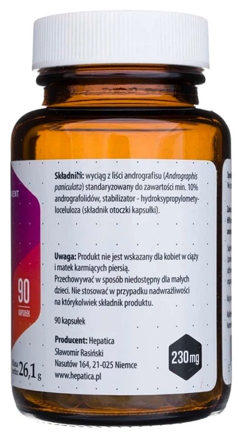 Дієтична добавка Hepatica Andrographis Андрографіс-кулик 230 мг 90 капсул (HP252) - зображення 2