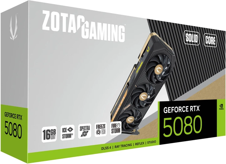 Відеокарта Zotac PCI-Ex GeForce RTX 5080 Gaming Solid Core 16GB GDDR7 (256bit) (2617/30000) (HDMI, 3 x DisplayPort) (ZT-B50800D2-10P) - зображення 2
