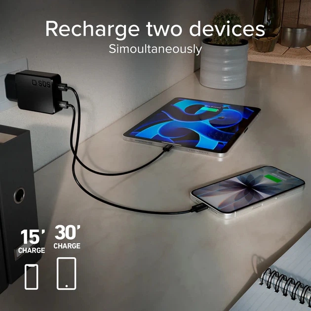 Ładowarka sieciowa SBS Ultra-Slim 65W PD 2xUSB-C Black (TETRGAN2C65SLIM) - obraz 9